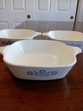 Vintage Corning Ware Cornflower Design, P-41, 3 Piece Petite Pans